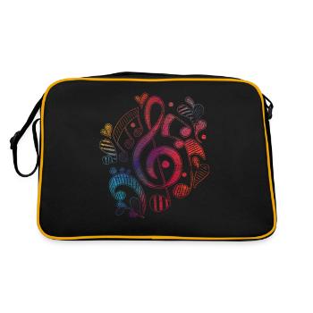 Treble clef notes music DNA instrument sound - Retro Bag - black/gold - Back