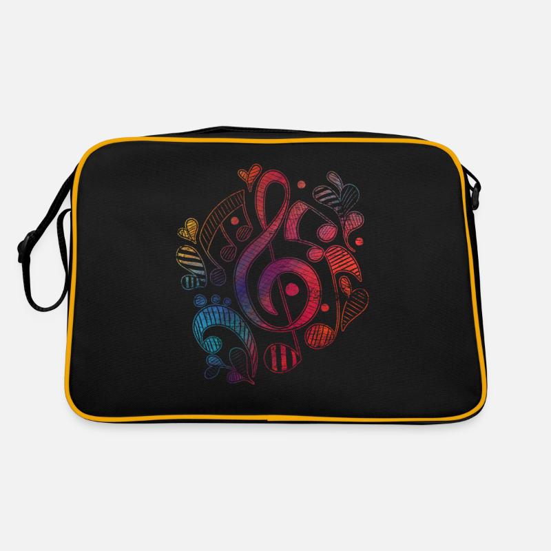 Clé de sol notes musique ADN instrument son - Sac Retro - noir/or