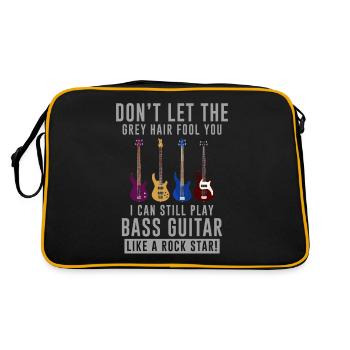 Basse guitare vieux homme cheveux grand-père pensionnaire oncle - Sac Retro - noir/or - Dos