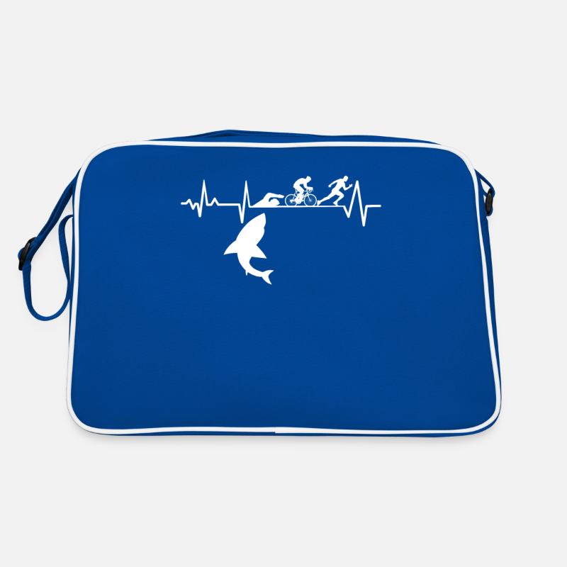 Triathlon Herzschlag Hai Triathlet Geschenkidee Retro Tasche