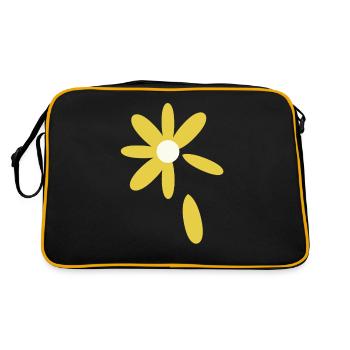 Blume Gerbera Arnika Geschenkidee comic Nelke - Retro Tasche - Schwarz/Gold - Hinten