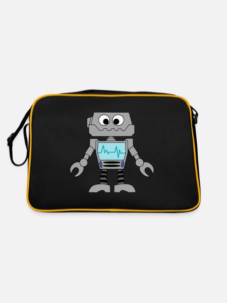 Robot Technology Computer Electronics Gift Idea - Retro Bag - black/gold - Back