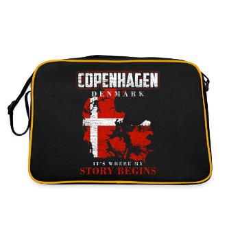 Kopenhagen Dänemark - Retro Tasche - Schwarz/Gold - Hinten