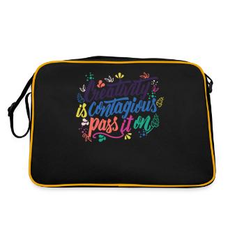 Kreativität ist ansteckend - Lehrer und Künstler - Retro Tasche - Schwarz/Gold - Hinten