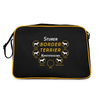 BORDER TERRIER Geschenkidee Shirt - Retro Tasche - Schwarz/Gold - Hinten