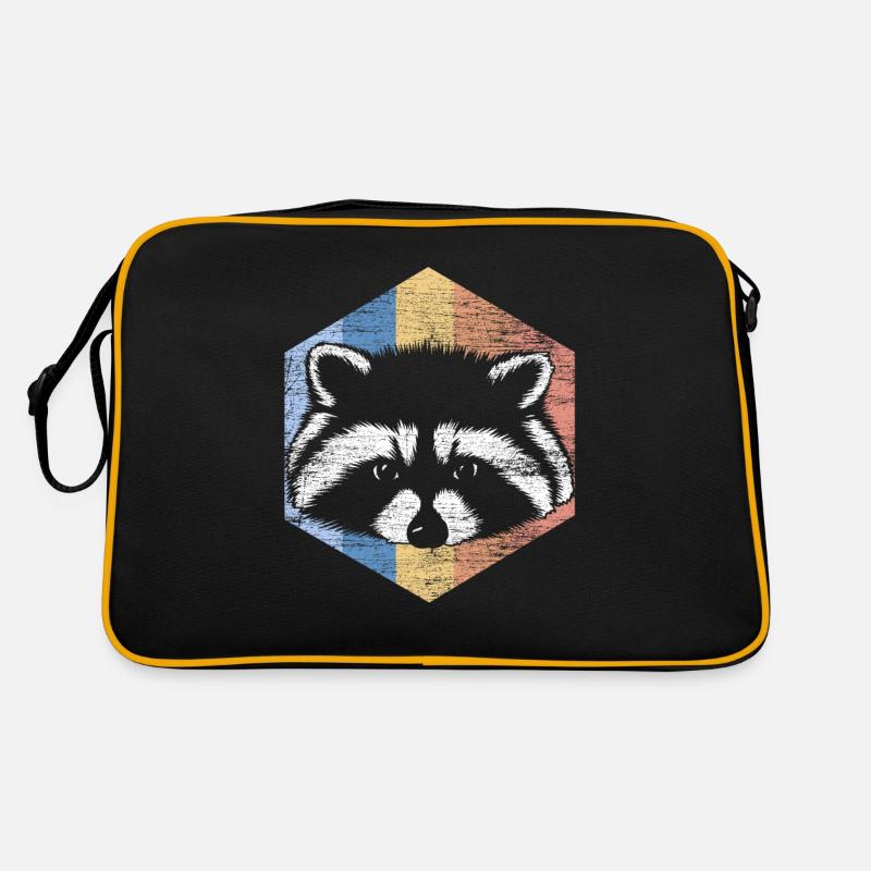Waschbär - Retro Tasche - Schwarz/Gold