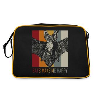 Fledermaus Lieblingstier - Retro Tasche - Schwarz/Gold - Hinten