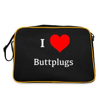 j'adore les plug anal coeur rouge love buttplug - Sac Retro - noir/or - Dos