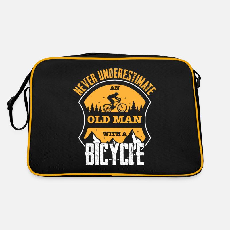 Fahrrad Alter Mann - Retro Tasche - Schwarz/Gold