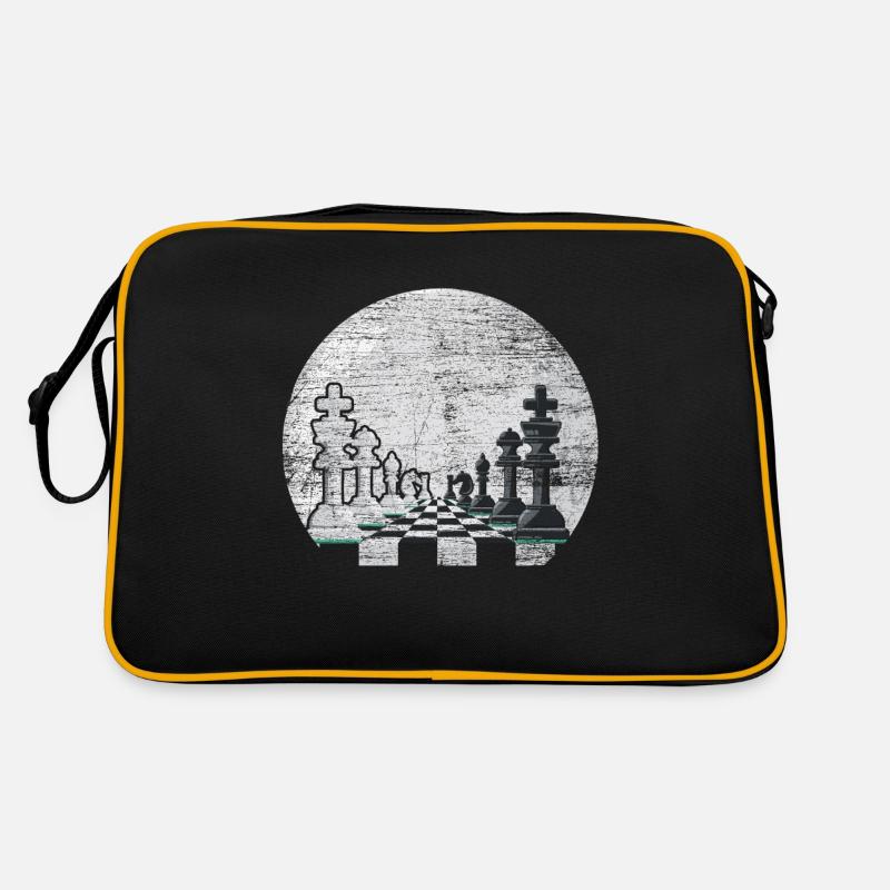 Échecs en échecs lune d’échecs jeu d’échecs - Sac Retro - noir/or