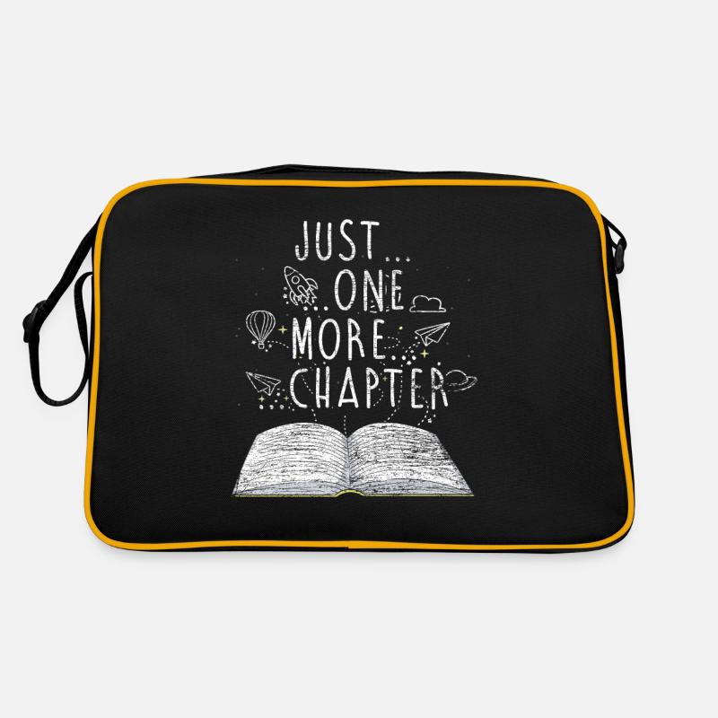 Bücher lesen Buch Geschenk Bücherregal - Retro Tasche - Schwarz/Gold