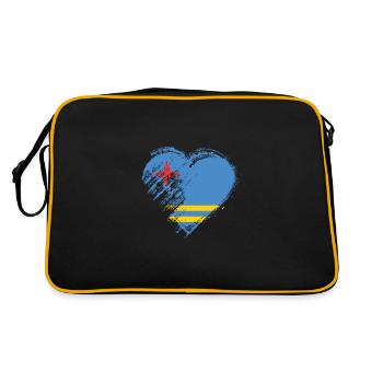 Grungy I Love Aruba Heart Flag - Retro Bag - black/gold - Back