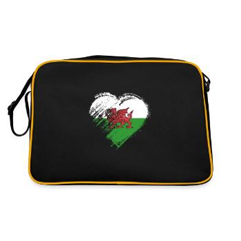 Grungy I Love Wales Heart Flag - Retro Bag - black/gold - Back