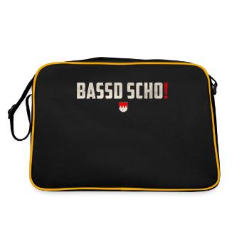 Bassd Scho - Franken Dialekt Spruch Fränkisch - Retro Tasche - Schwarz/Gold - Hinten