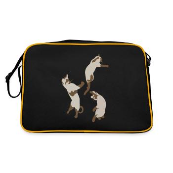 Three Cats Jumping Playful Gift - Retro Bag - black/gold - Back