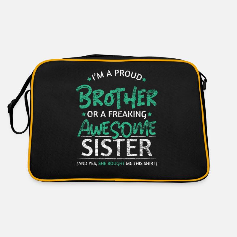 Stolzer Bruder Schwester - Retro Tasche - Schwarz/Gold