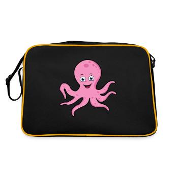 Kraken Oktopus Manga Comic Süß Meerestier Geschenk - Retro Tasche - Schwarz/Gold - Hinten