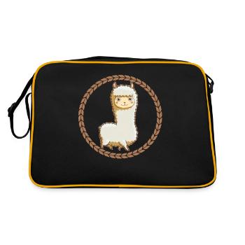 Alpaga avec beaucoup de laine dans un cercle - Sac Retro - noir/or - Dos