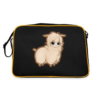 Idée cadeau alpaga lama marron aux yeux mignons - Sac Retro - noir/or - Dos