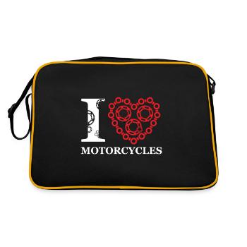 I love motorcycles chain sprocket gasoline gift - Retro Bag - black/gold - Back