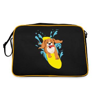 Surf Dog Dog Cocker Spaniel Surfer cadeau de surf - Sac Retro - noir/or - Dos