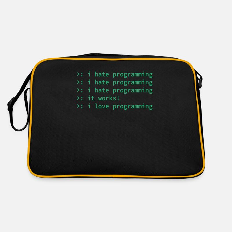 Programmeur déteste cadeau geek geek geek drôle - Sac Retro - noir/or
