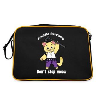 Freddie Purrcury ne vous arrêtez pas cadeau drôle Meow - Sac Retro - noir/or - Dos
