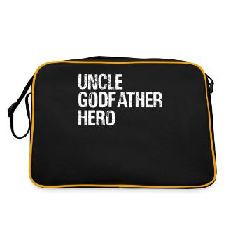 Uncle Godfather Hero Family Gift Tee T Shirt - Retro Bag - black/gold - Back
