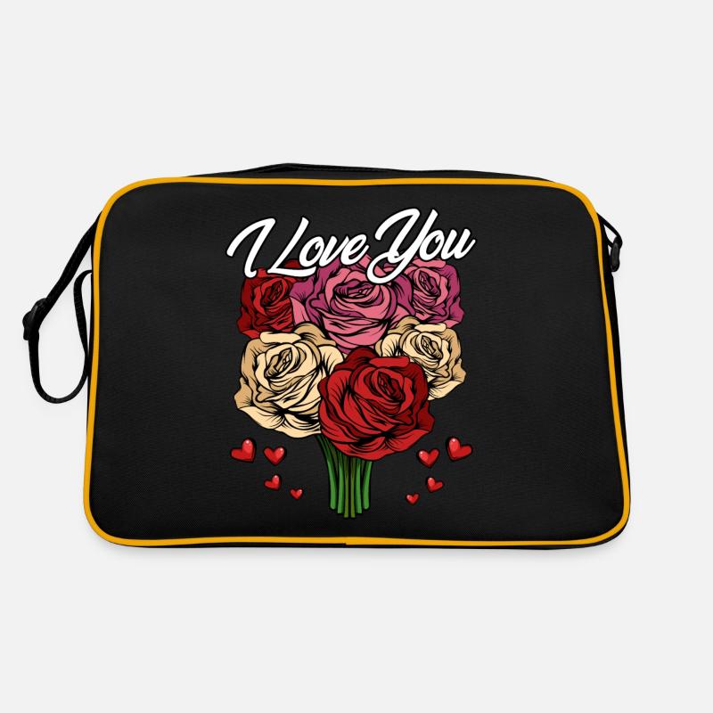Je t'aime | Déclaration de roses de coeurs d'amour cadeau Sac Retro