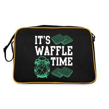 Waffle Time Spruch Geschenkidee Waffel - Retro Tasche - Schwarz/Gold - Hinten