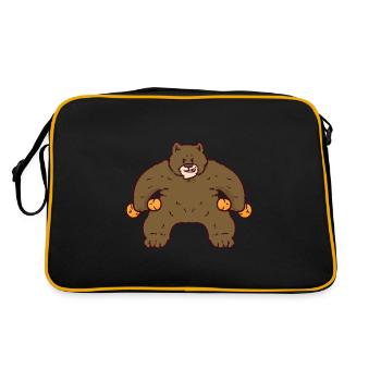 Ours dans la salle de gym avec des haltères - Sac Retro - noir/or - Dos