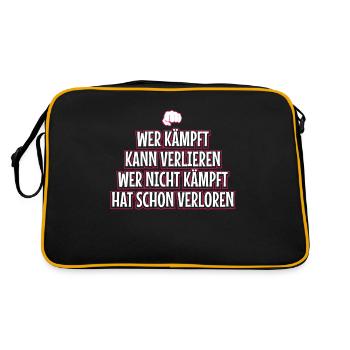 Wer kämpft kann verlieren wer nicht kämpft hat... - Retro Tasche - Schwarz/Gold - Hinten