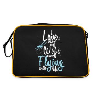 I love when my wife comes flying with me - Retro Bag - black/gold - Back