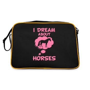 Pony Pferd Pferdereiten Ponyreiten Reiterin - Retro Tasche - Schwarz/Gold - Hinten