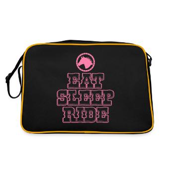 Pony Ponyreiten Reiterin Pferd Pferdereiten - Retro Tasche - Schwarz/Gold - Hinten