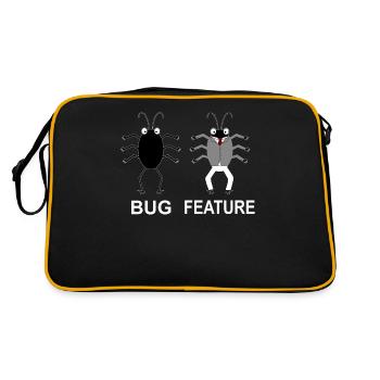 Bug Feature - Informatiker Programmierer - Retro Tasche - Schwarz/Gold - Hinten
