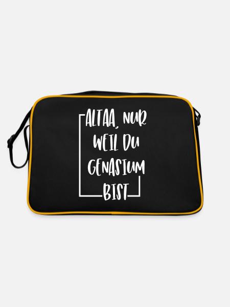 ALTAA NUR WEIL DU GENASIUM BIST LUSTIG SPRUCH - Retro Tasche - Schwarz/Gold - Hinten