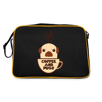 Kaffee Mops T-Shirt - Kaffee und Möpse Geschenk - Retro Tasche - Schwarz/Gold - Hinten