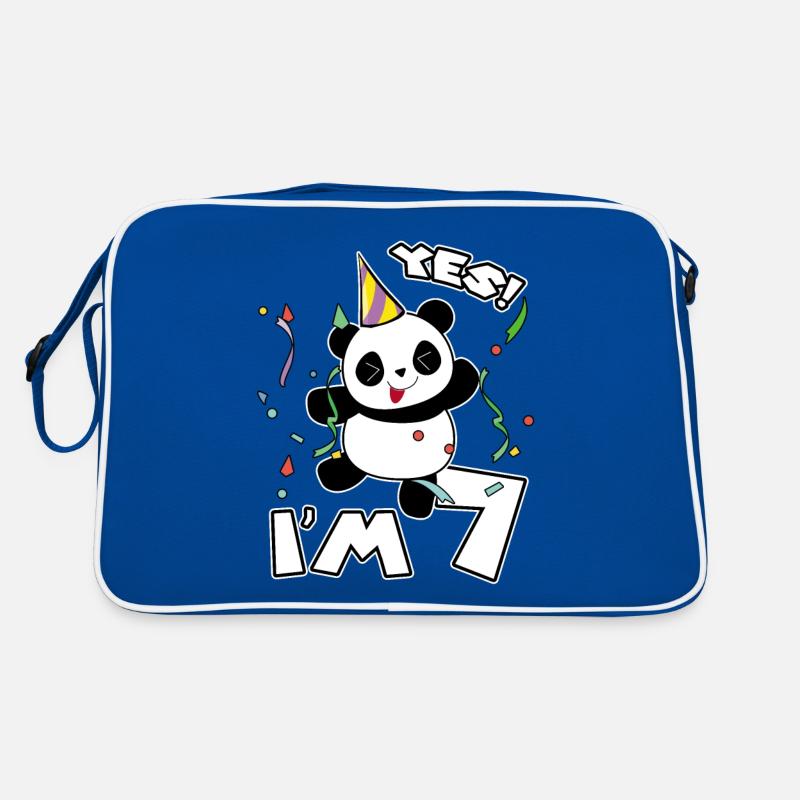7th Birthday Panda Party Yes I'm 7 Years Old Gift Retro Bag