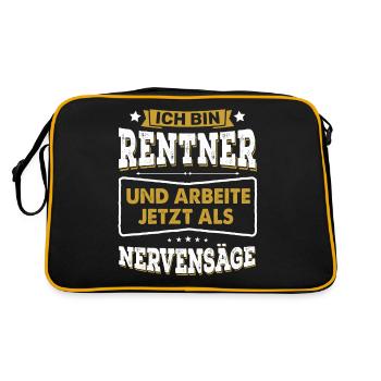 Lustiges Ruhestand Rente Nervensäge Fun Geschenk - Retro Tasche - Schwarz/Gold - Hinten