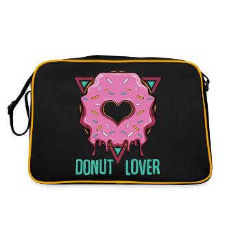 Donut Lover | Candy Zuckerguss Backwaren Geschenk - Retro Tasche - Schwarz/Gold - Hinten