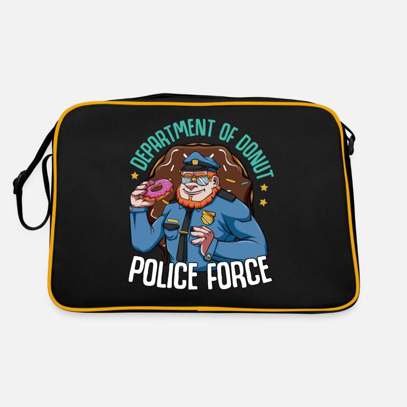 Donuts Polizei Polizist Zuckerguss Candy Geschenk - Retro Tasche - Schwarz/Gold