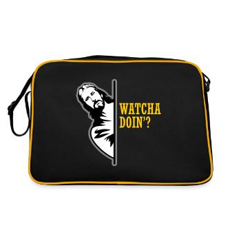 Lustiges Jesus Geschenk Meme Religiöser Witz - Retro Tasche - Schwarz/Gold - Hinten