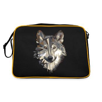 Wolf Hund - Retro Tasche - Schwarz/Gold - Hinten