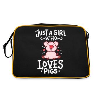 Pig Piglet Pig Animal Cute - Retro Bag - black/gold - Back