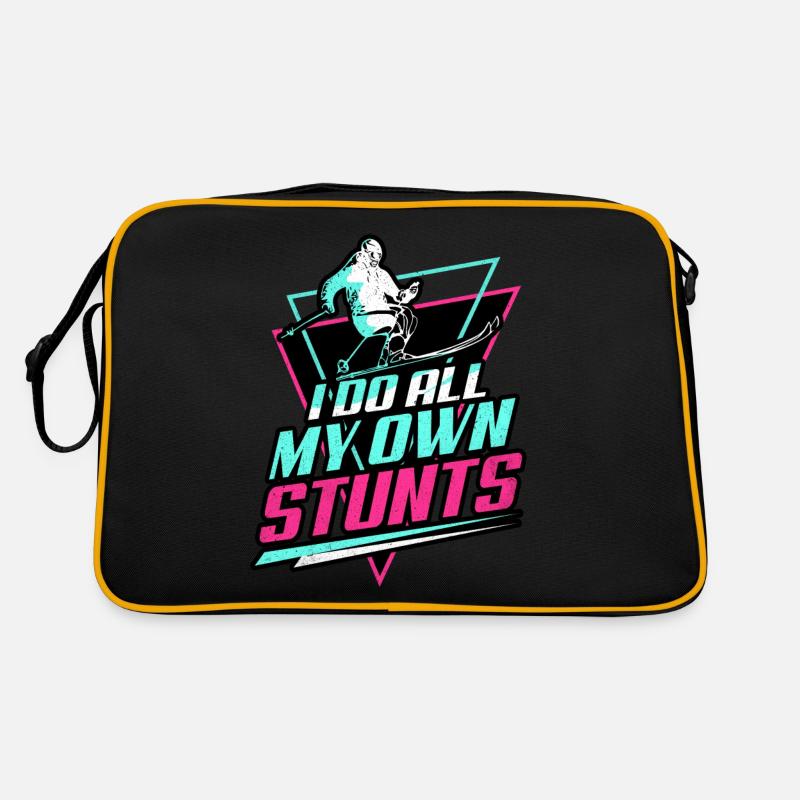 Skiing Skiing Skiing Skiing Skiing - Retro Bag - black/gold