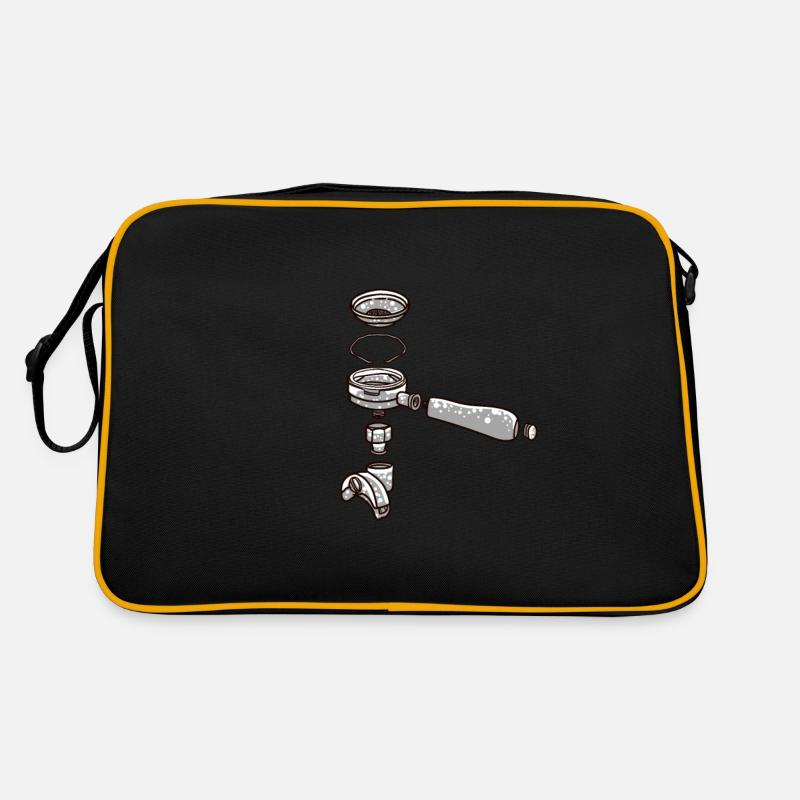 Kaffee Espresso Siebträger Kaffeetrinker Geschenk - Retro Tasche - Schwarz/Gold