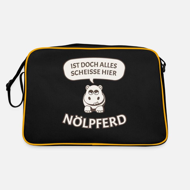 Nölpferd - Retro Tasche - Schwarz/Gold