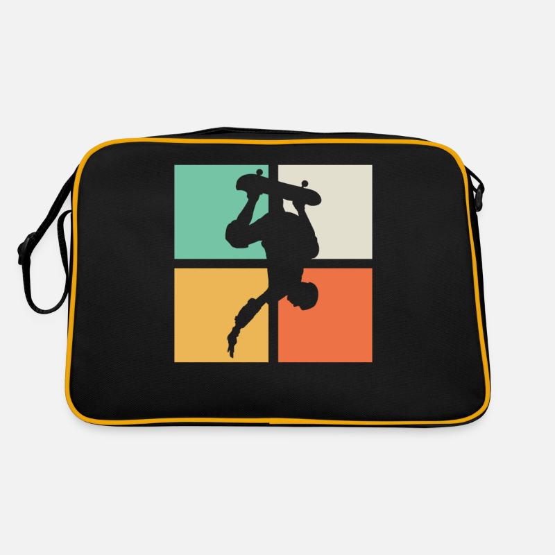 Skateboarder Skateboard Skate - Retro Bag - black/gold