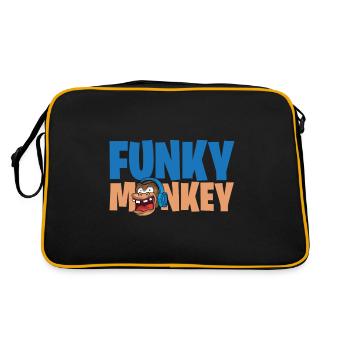 Funky Monkey Affe Kopfhoerer Geschenk - Retro Tasche - Schwarz/Gold - Hinten